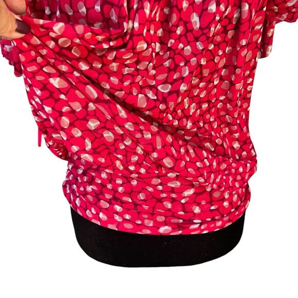 Express women’s size M casual top, elastic neckline pink with dots - Picture 5 of 8